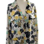 Charter Club  Women Sz XL Button Down Shirt Collared Floral Roll Tab Sleeve 7-357 Photo 2