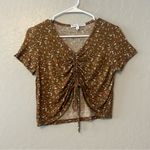 ⭐️Honey Collection bundle of 2 floral cinched front cropped tops size large Black Photo 1