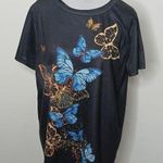 Multi color butterfly 🦋 short sleeve tee shirt size XL Black Photo 0