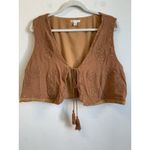 Cato  Women's Cropped Vest Open Embroidered Glitter Boho Hippie Trendy Brown XL Photo 1