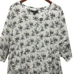 Ellos Women Tunic Top 1X Floral Romantic Boho Cotton Peasant Farmhouse Feminine White Photo 4