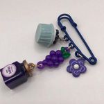 Handmade Charmed Safety Pin Blueberry Grape Floral Blue Photo 0