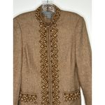 Eccoci Wool Silk Cashmere dressy Jacket with Embroidered Trim fall winter Size 0 Tan Photo 14