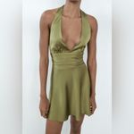 ZARA NWT  Satin Effect Halter Dress in Green Size M Photo 8