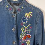 New Direction Vintage 90s Size M Floral Embroidered Denim Artsy Shacket Shirt Photo 2