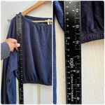 Z Supply  Navy Blue Terry Dolman Long Sleeves Pullover Crop Top Small Casual Cozy Photo 7