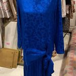 Vintage 80’s blue floral silk drop waist Pat Argenti giant bow tie pleated dress Size 8 Photo 7