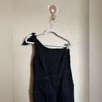 Free People Denim One-Shoulder Flare Jumpsuit Sz Large in Black Photo 1