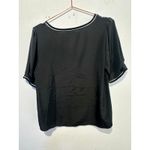 BOBEAU Black Shiney Loose Fit White Detailed Sleeve Collar Blouse size Medium Photo 1