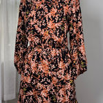 Collective Concepts Black & Orange Floral Print Long Sleeve Knee Length Dress Photo 0