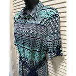 Charter Club  Geo‎ Print Button Down Collar Short Cuffed Sleeve 
Dress Size PM Photo 2