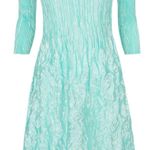 Alquema 3/4 Sleeve Smash Pocket Midi Dress Size Medium Glossy Ice Blue Crinkle Photo 0