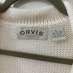 Orvis  Open Front Long‎ Cardigan Sweater Ivory Cozy Knit 100% Cotton Cottagcore L Photo 2