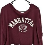 French Pastry  maroon long sleeve cropped graphic shirt size xl Photo 0