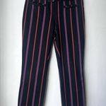 Anthropologie The Essential Belted Slim Trousers in Black Purple Orange Stripe 8 Photo 5