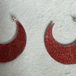 SugarFix By Baublebar C Hoop Earrings Red Sparkly Women Fashion Holiday Jewelry Photo 2