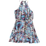 Parker  Women's Halter Neck Sleeveless Blouson Silk Floral Mini Dress Size Small‎ Photo 5