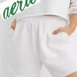 Aerie  Women’s Sz S White Fleece-Of-Mind High Waisted Shorts‎ Photo 0