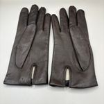 American Vintage VTG Leather Gloves Sz 7 Brown Knit Fabric Lined Unbranded Braided Embellished Photo 3