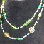 Vintage 34” Green Glass Shimmer Beaded Retro Boho Necklace Photo 2