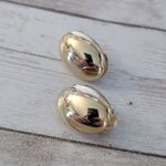 Vintage Clip On Earrings Mirrored Gold Tone Oval 7/8" Photo 4