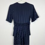 ALC Frank A.L.C. Avi Navy Blue Striped Silk Peplum Midi Dress Size 0 Photo 9