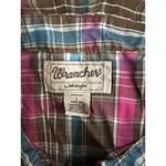 Wrangler Wrancher Shirt Womens Size Large Pearl Snap Pink Plaid Long Sleeve Photo 2