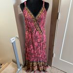 Maurice's NWT High Low Midi Dress Paisley Floral V-Neck Boho Pink Strappy XXL Photo 1