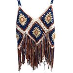 NWT Rebellion Again Granny Square Crochet Fringe Tank Top S Boho Festival Hippie Multiple Photo 8