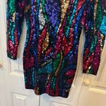 Oleg Cassini Black Tue  Multi Color Sequin Mini Dress Size Small 4 Photo 3