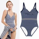 Draper James X Lands’ End Tummy Control Wrap One Piece Swimsuit Navy Size 14 Photo 1