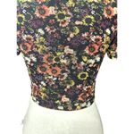 Noisy May Cropped Top Floral Ruched Detail Short Sleeves Black Women's XS NWOT Photo 7