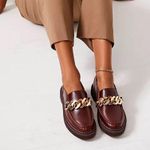 Kelsi Dagger  Brown Loafers with Gold Accent Photo 0