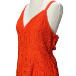 Betsey Johnson  Mini Dress Womens L Orange Crochet Lace Ruffle Hem Boho Flirty Photo 2