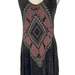 Vocal fringe rhinestone tank dress, size small acid wash aztec graphic boho midi Photo 7