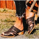FREEBIRD by Steven Freebird Steven Moonstar Leather Star Cut-Outs Distressed Low Heeled Slides Edgy Photo 0