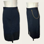 Givenchy ‎ Cady Chain Detail Pencil Skirt Black Gold Size Medium Photo 1