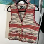 Vintage At Last & Co Vest Wool Blend Southwestern Aztec Wood Buttons Sz L * Size L Photo 0