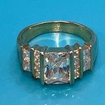 Vintage HGE Ornate Electroplated Gold & Oval Amethyst Ring Size 7 Purple Photo 6