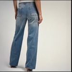 Oat New York High Rise Square Pocket Wide Leg Raw Hem Denim Jeans Blue Size 29 Photo 1