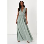 Lulus NWT  Heavenly Hues Sage Brush Maxi Dress Wedding Bridesmaid Gala Size M Photo 5
