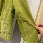 DAVID BROOKS LG AVOCADO GREEN SUEDE SHORT JACKET GOLD SNAPS ROLL UP CUFFS LINED Photo 4