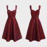 RIHOAS The Red Sweetheart Neck Jacquard Midi Dress Size L Photo 5
