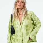 Princess Polly  Green Lila Satin Button Down size 4 Photo 0