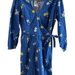 Old Navy NWT  Cotton Blue Wrap Front Dress Long Sleeve Floral Daisy Spring Summer Photo 0