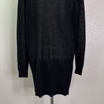 Ann Taylor Linen Blend Black Open Front Long Cardigan, Sz Medium Photo 9