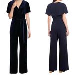 Alex Marie Jumpsuit Women 18 Navy Blue Velvet Cape Sleeves Belted Wide Leg Beth Photo 1