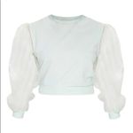 Pretty Little Thing NWT  organza sleeve sweater mint 4 Photo 2