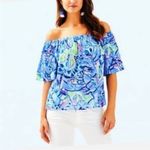 Lilly Pulitzer sain blue peri pinch pinch off the shoulder top small Photo 1