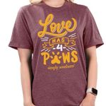 Simply Southern Maroon Vintage Collection Love Has 4 Paws T-Shirt Photo 0